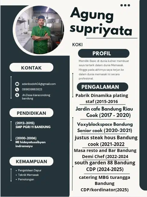 mencari pekerja an . mau di bidang kuliner atau yang lainya