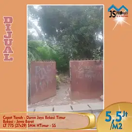 DIJUAL Cepat Tanah - Duren Jaya Bekasi Timur Bekasi - Jawa Barat - SS