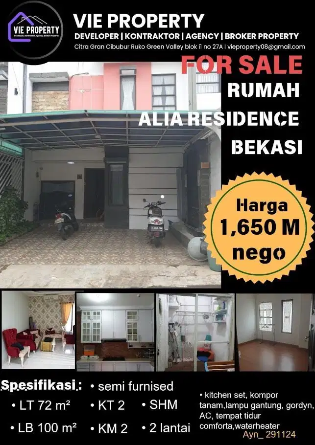 Jual Rumah di Bekasi, Cluster Alia Residence