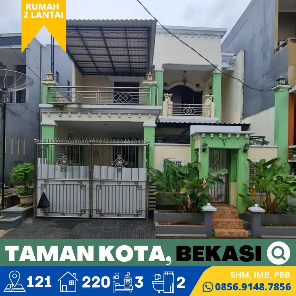 Rumah dijual 2 Lt. Komplek Taman Kota, Bekasi 4 Menit Stasiun Bekasi