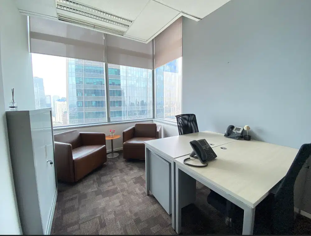 Sewa Kantor Fully Furnished 2 Pax + Sofa Tamu DBS Bank Tower Non Gage