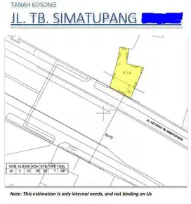 Dijual Tanah 734 M2 Shgb Jl Tb Simatupang Jakarta Selatan