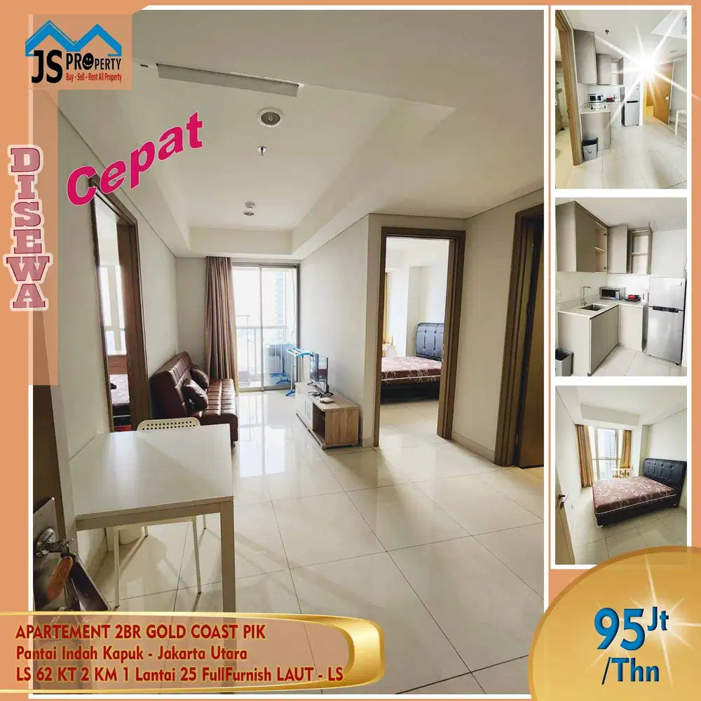 DISEWAKAN APARTEMENT 2BR GOLD COAST PIK Pantai Indah Kapuk JakUt - LS