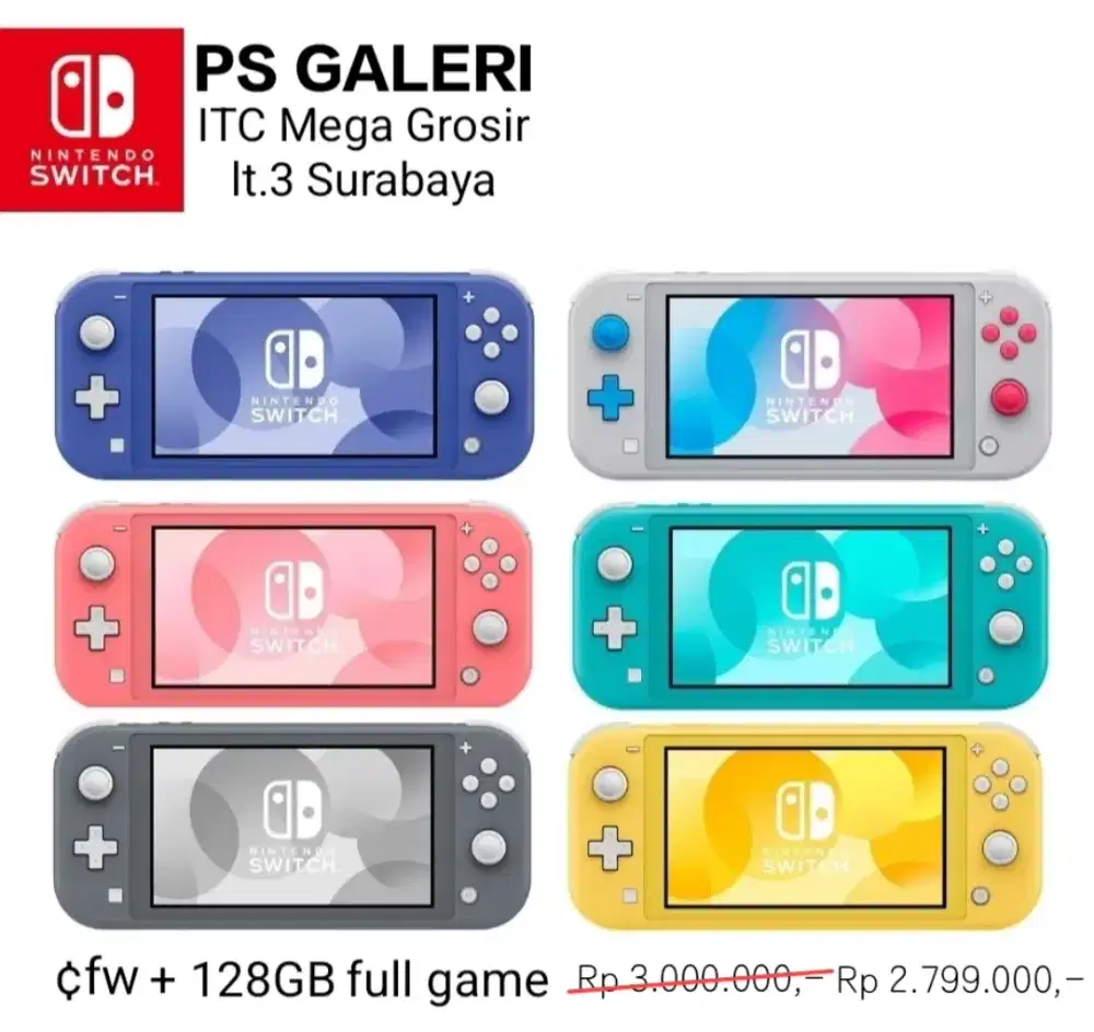 NINTENDO SWITCH LITE [¢fw] + 128/256/512GB FULL GAME