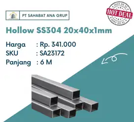 Hollow SS304 20x40x1mm