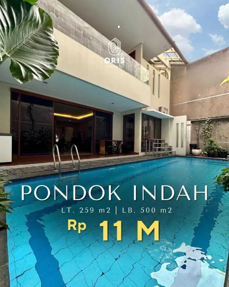 Rumah Semi Furnished Depan Taman di Pondok Indah Jakarta Selatan