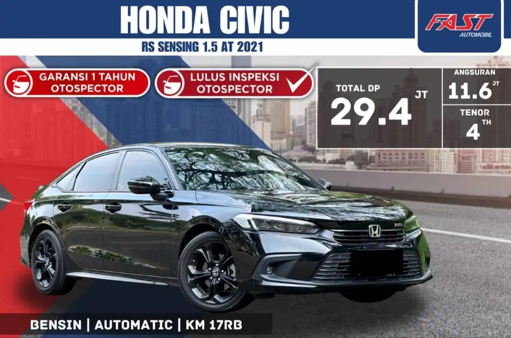 HONDA CIVIC RS 2022 / 2021 SENSING TURBO 1.5 AT KM.17RB PJK PNJG #F6ST