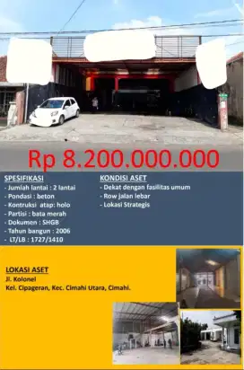Dijual Ruko Jl Kolonel Cipageran Cimahi Utara