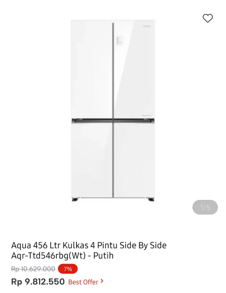 KULKAS SBS AQUA 4 PINTU GLASS 451 LITER