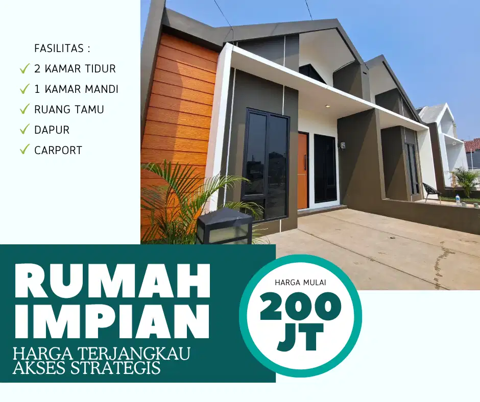 rumah minimalis cantik 2 kamar dengan akses terbaik hanya 200 jutaan