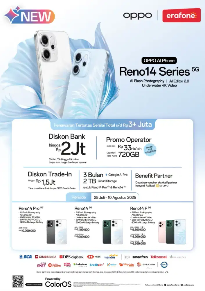 Cicilan/kredit OPPO RENO 14 series garansi resmi by AKULAKU