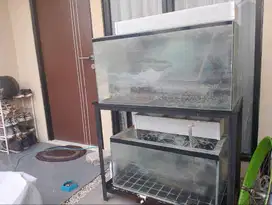 AQUARIUM / AKUARIUM FULL SET + RAK 2 TINGKAT