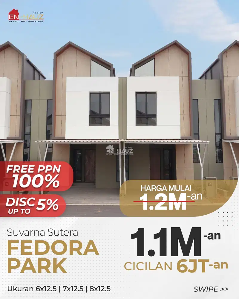FEDORA PARK SUVARNA SUTERA RUMAH 2 LANTAI HARGA 1 MILYARAN