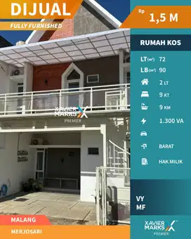Dijual Rumah Kos Full Furnish Dekat UB di Merjosari Malang