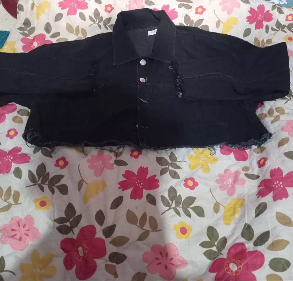 Jaket jeans denim crop