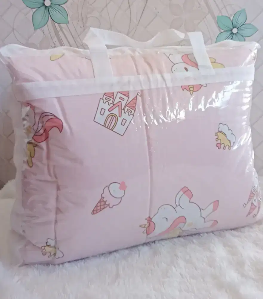Sprei bedcover katun anak motif unicorn 160
