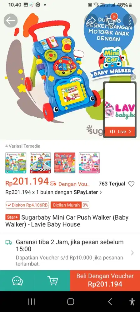 Push walker sugarbaby lengkap