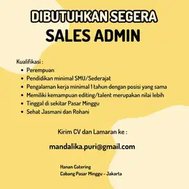 Dibutuhkan segera : Sales Admin