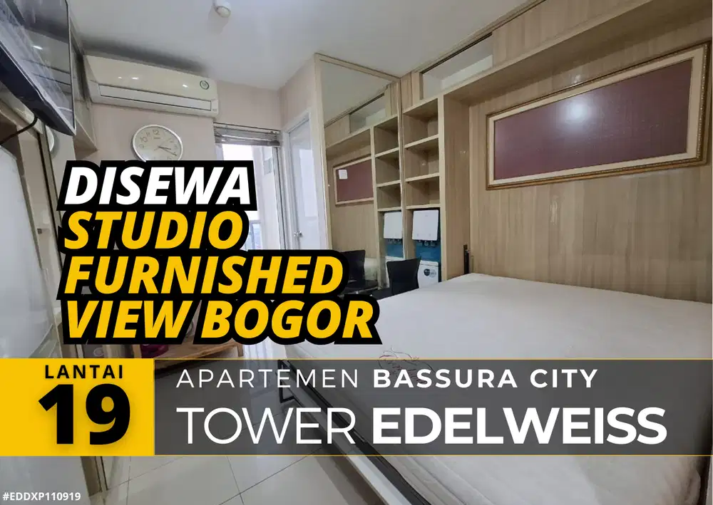 Sewa Studio Furnished Ada WaterHeater Lantai 19 Apartemen Bassura City