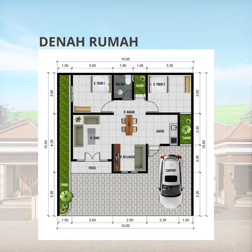 Jual Rumah Cluster Desain Bali di Kartasura Solo, 5mnit ke UIN & Toll