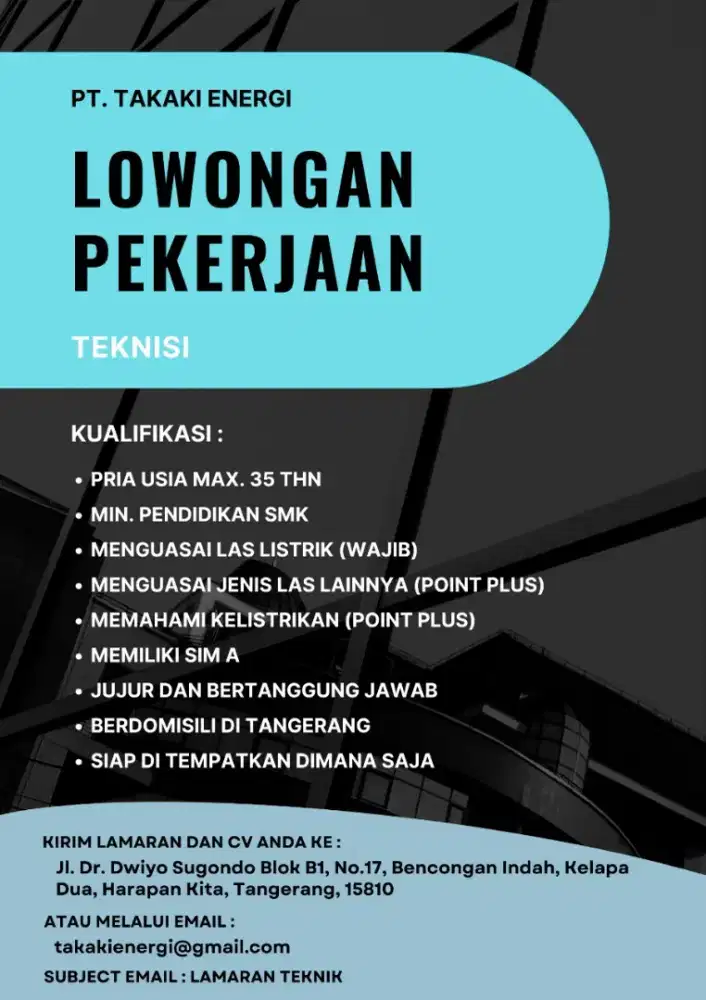 LOWONGAN KERJA TEKNISI