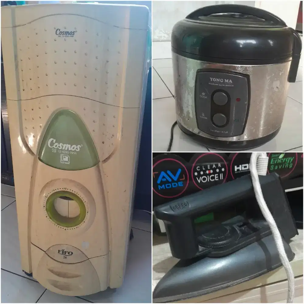 Magicom yongma 2lt,setrika cosmos&tempat beras cosmos(jual borongan)