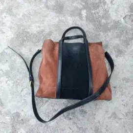 Tas Fossill Carmen Large Tote Brown / Black Original Preloved