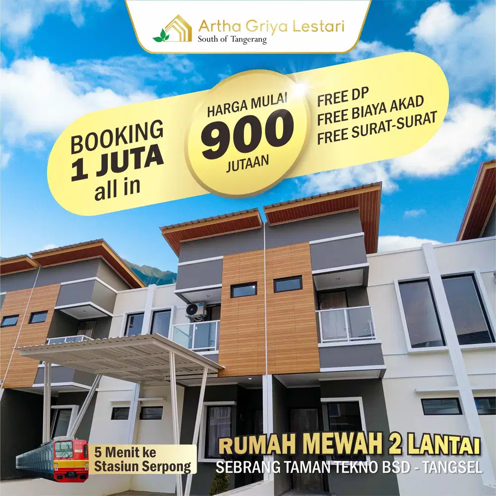 RUMAH CLUSTER 2 LANTAI READY SIAP HUNI TANGERANG SELATAN DEKAT STASIUN