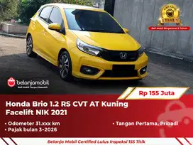 [ GARANSI 5TH ] Honda Brio 1.2 RS CVT AT Kuning Facelift NIK 2021 2022