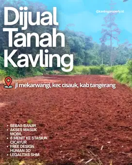 Jual Kavling Cisauk, Akses dekat Stasiun & tol, Free desain Rumah