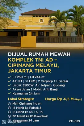 Rumah Mewah Turun Harga Dekat Mall CIM, Cipinang Melayu, Jakarta Timur