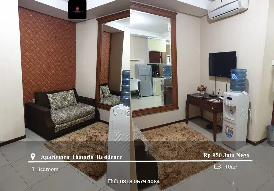 Jual Apartement Thamrin Residence Middle Floor 1BR Furnished View Pool