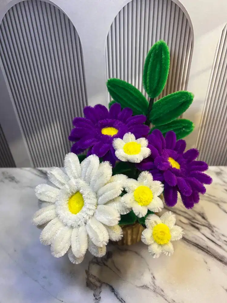 Rangkaian Bunga Gerbera Artificial dari Kawat Bulu | Dekorasi Rumah