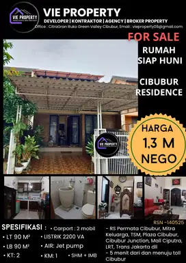 JUAL BUTUH, HARUS SEGERA LAKU  Rumah siap huni di  Cibubur Residence