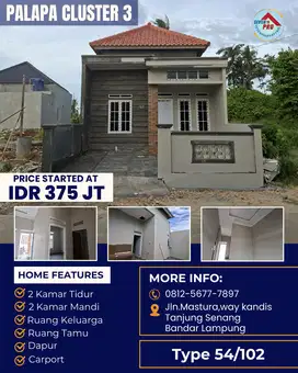 RUMAH CLUSTER TERMURAH LOKASI STRATEGIS