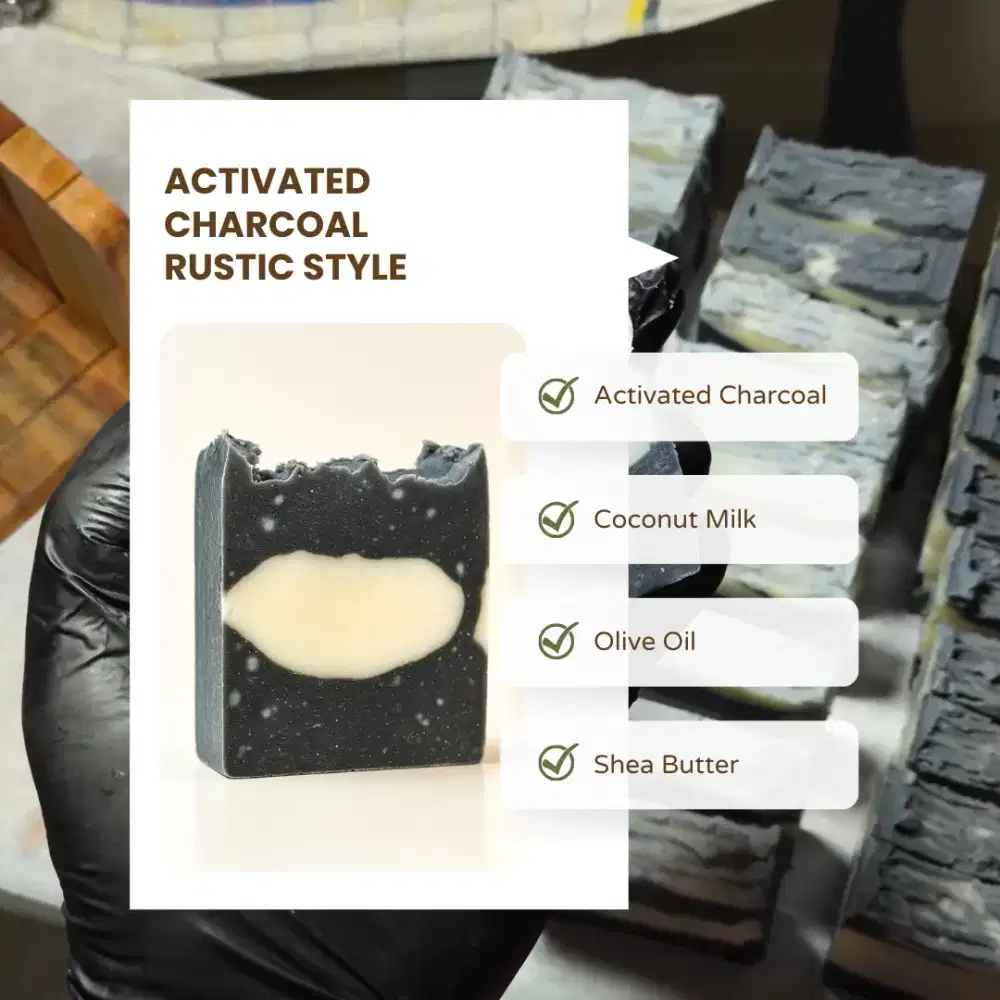 Sabun Handmade Activated Charcoal dengan Shea Butter & Coconut Milk