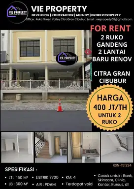 SEWA MURAH SIAP HUNI RUKO GANDENG LOKASI PREMIUM CITRAGRAN DEKAT MAL