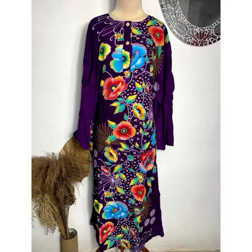 Daster kencana ungu longdress label biru