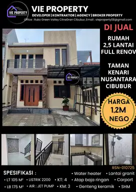 BANTING HARGA!  Dijual rumah murah di Taman Kenari Nusantara Cibubur
