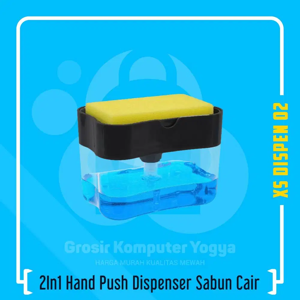 2In1 Hand Push Dispenser Sabun Cair Cuci Piring + Spons