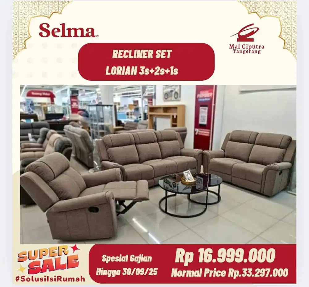 Jual sofa set recliner promo murah