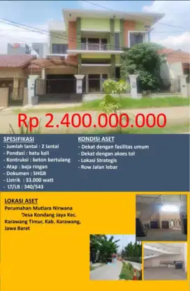 Dijual Rumah Kompleks Perumahan Mutiara Nirwana Karawang Timur