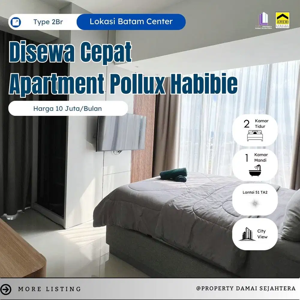 Pollux Habibie 2BR City View Lantai 15