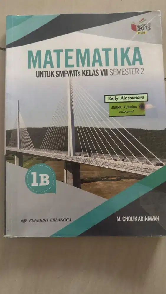 Buku Matematika  1B untuk SMP kelas VII SEMESTER 2 penerbit Erlangga