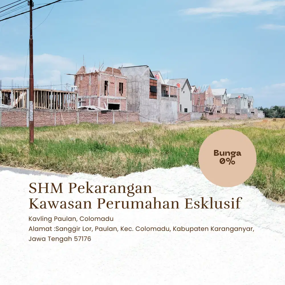 Dijual Tanah Kavling di Kawasan Perumahan Eksklusif Colomad