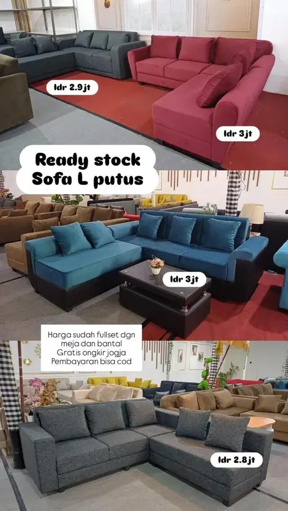 Ready sofa tamu L komplit