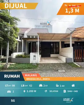 Dijual Rumah Modern Brassia Hill Araya Malang Dekat Kampus Binus
