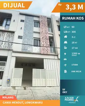 Dijual Kos Candi Mendut Malang Full Furnished Dekat Kampus Unggulan