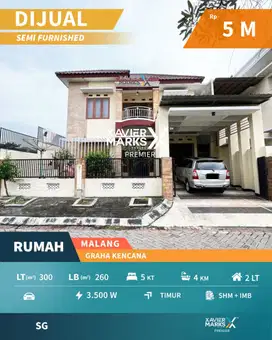 Dijual Rumah Semi Furnish Graha Kencana Dekat Hawai Waterpark Malang