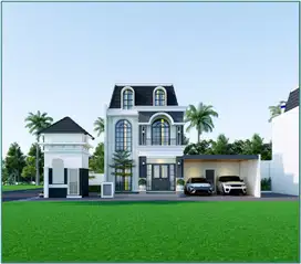 Rumah Mewah Sleman Desain American Classic Fasilitas Lengkap